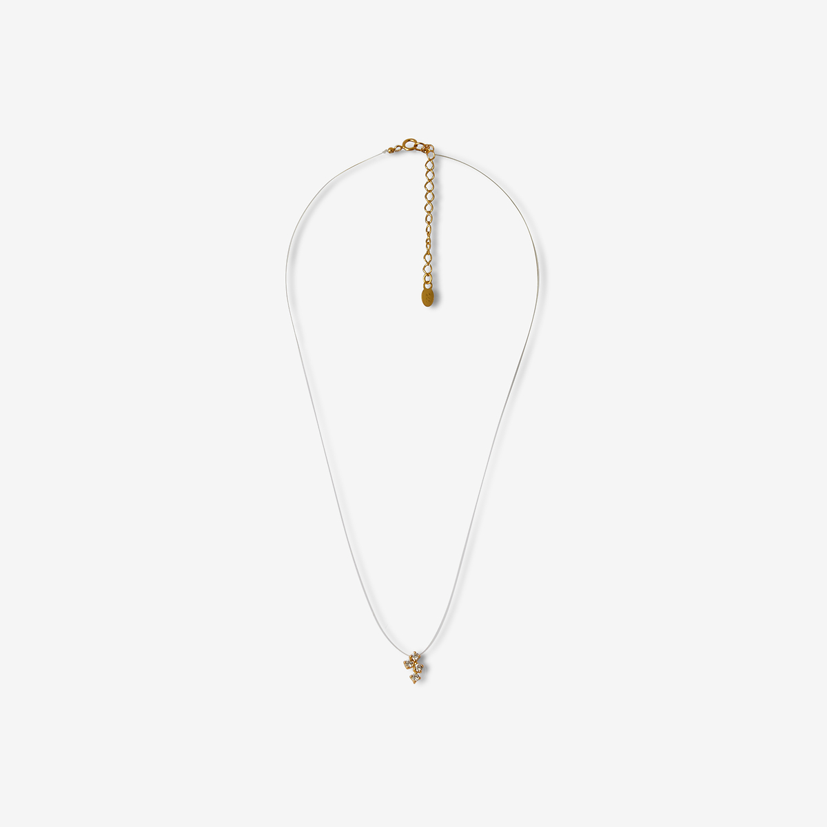 Collier nylon à pendentif zircon - argent garanti 925