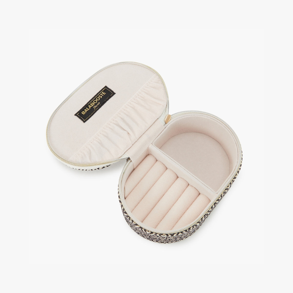 Petite boîte à bijoux ovale motifs géométriques