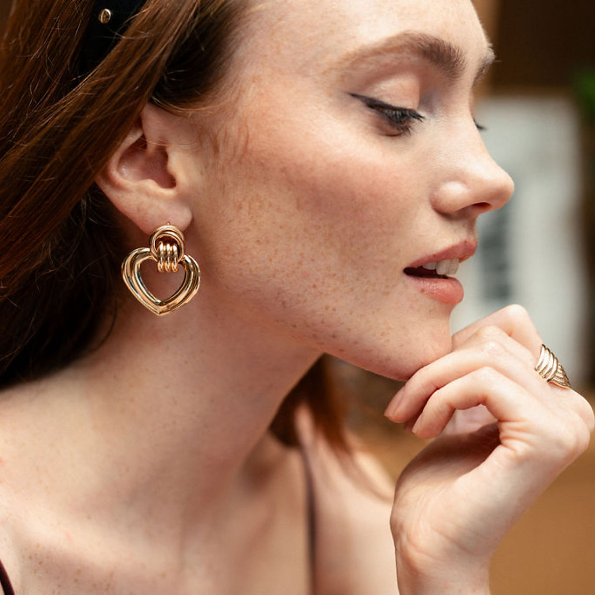 Boucles d'oreilles nœud en forme de cœur