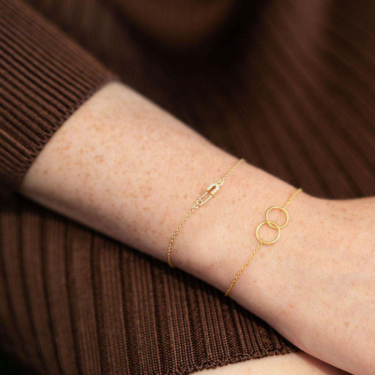 Bracelet chaine fine épingle à nourrisse zircon - argent garanti 925