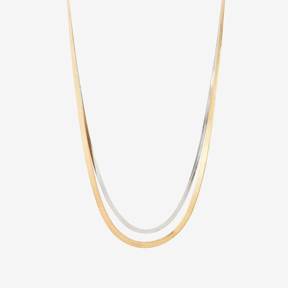 Set de 2 colliers chaine serpent acier inoxydable doré et argenté