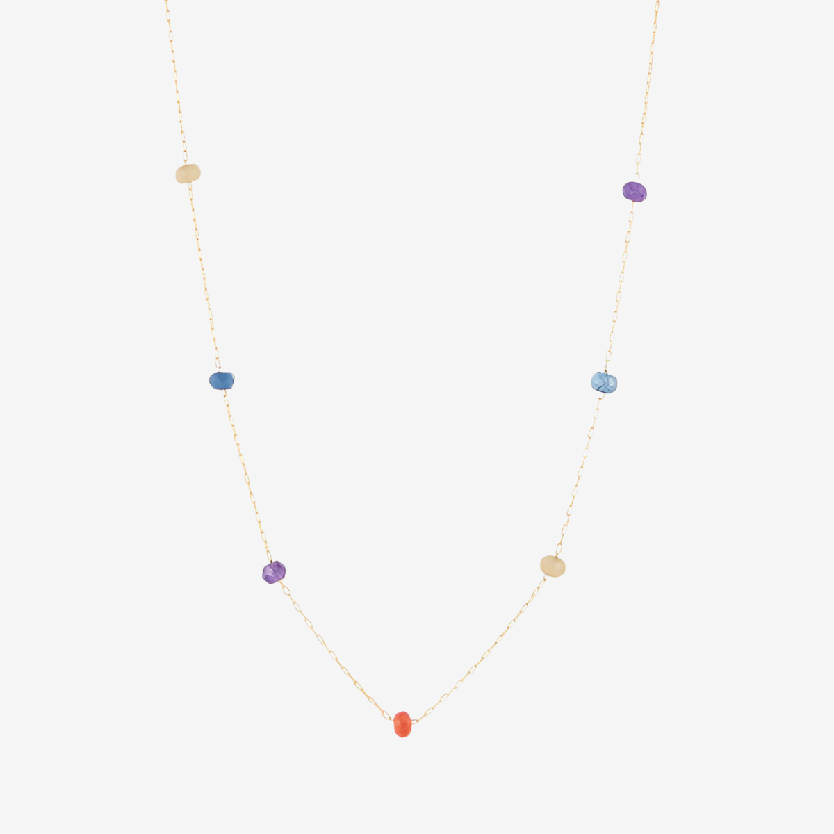 Collier fin acier inoxydable perles à facettes multicolores