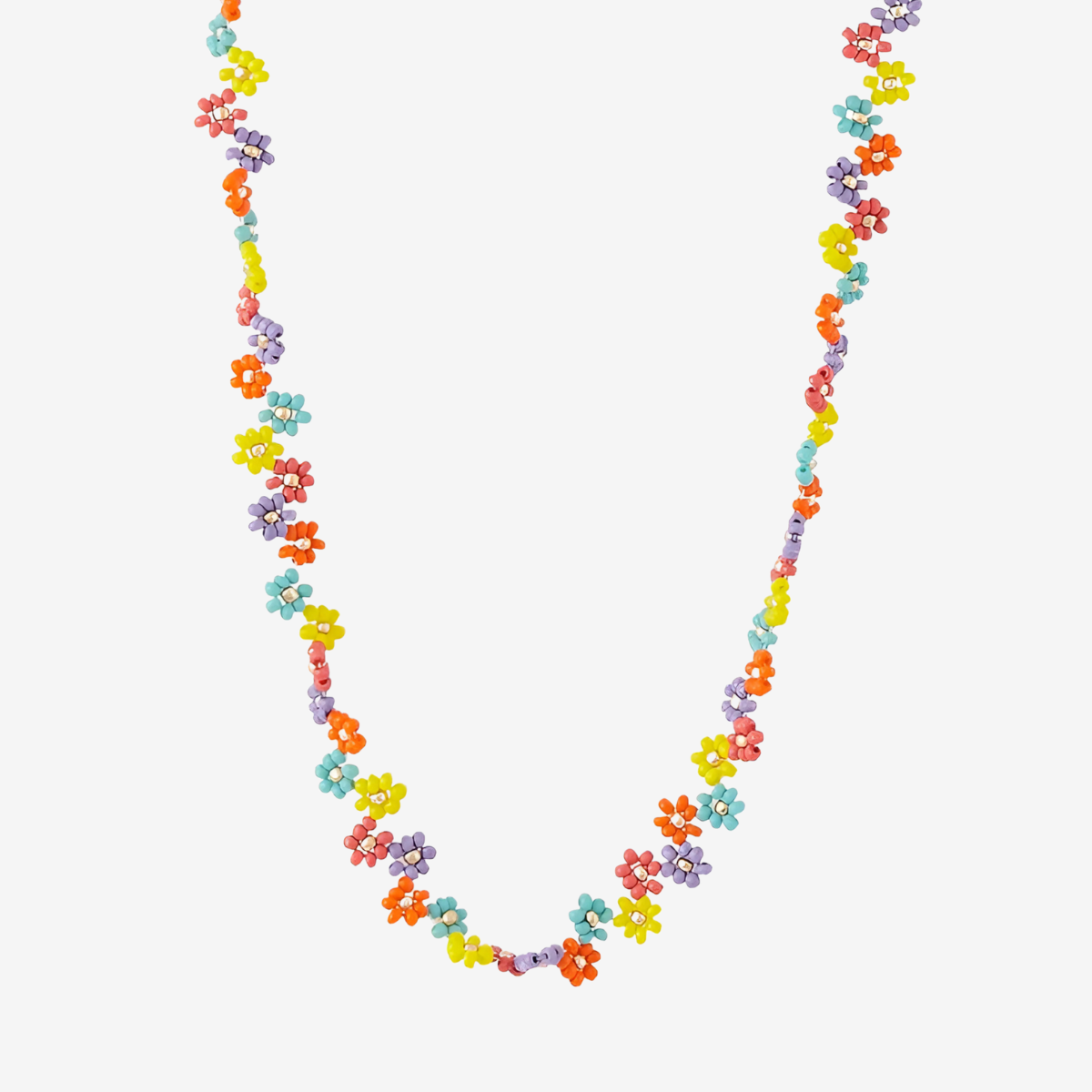 Collier fleurs en perles de rocaille multicolore