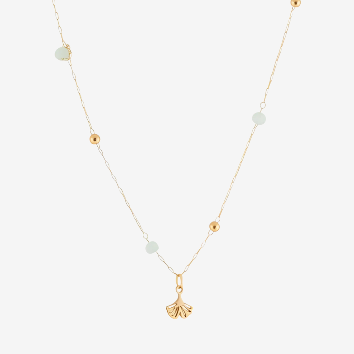 Collier à pendentif feuille de gingko acier inoxydable doré