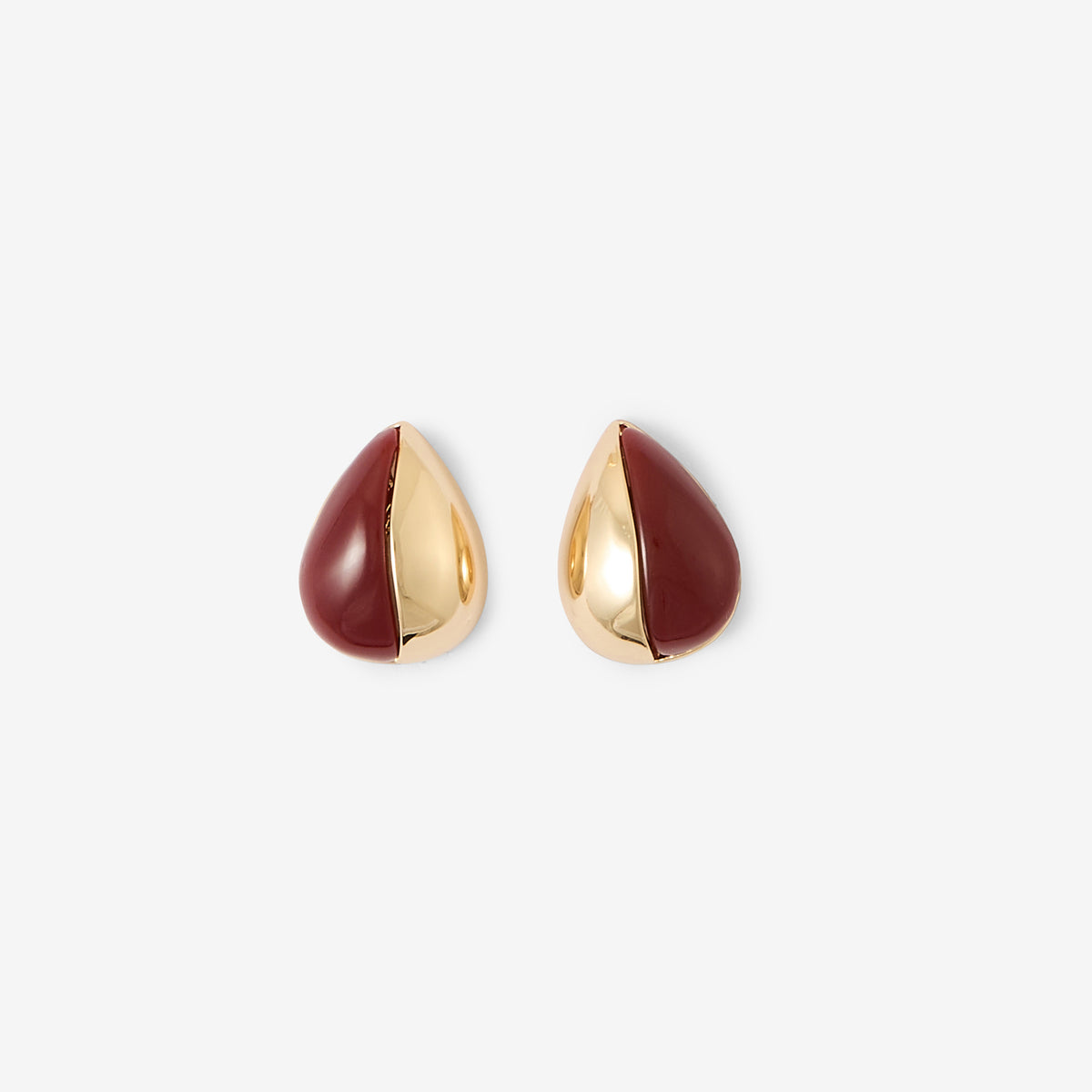 Boucles d'oreilles gouttes bordeaux en résine et métal