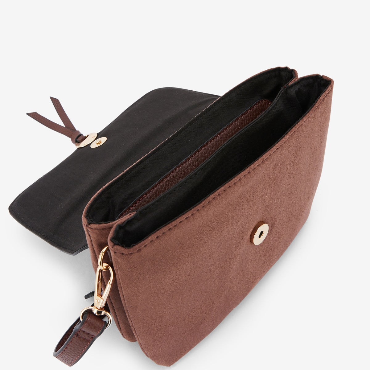 Sac à bandoulière bi-matière marron