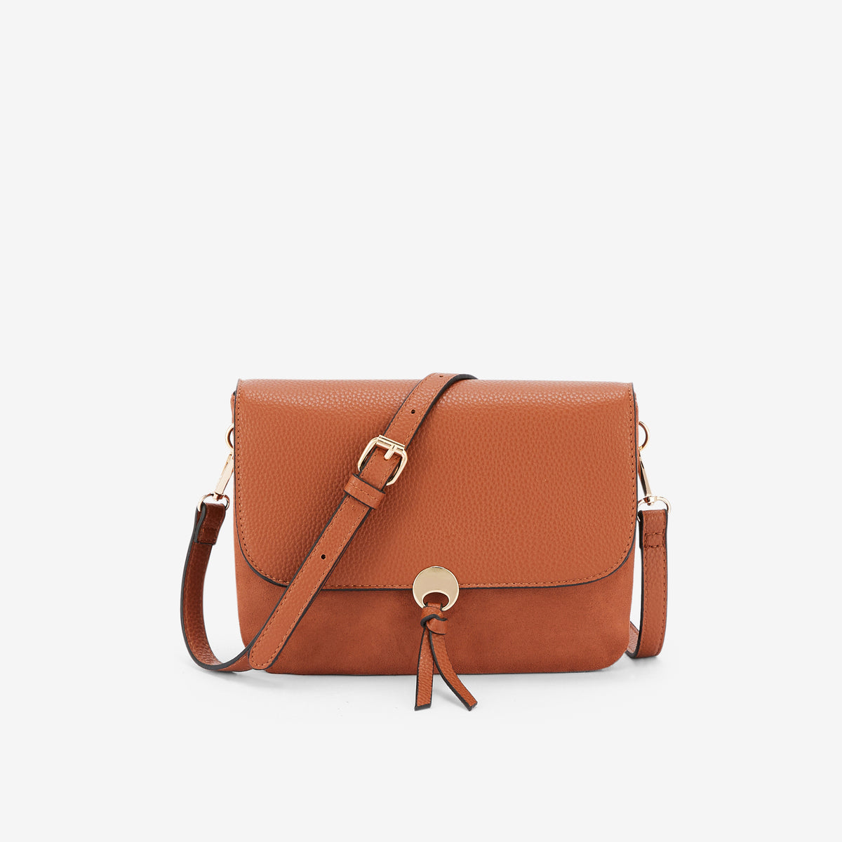 Sac à bandoulière bi-matière camel