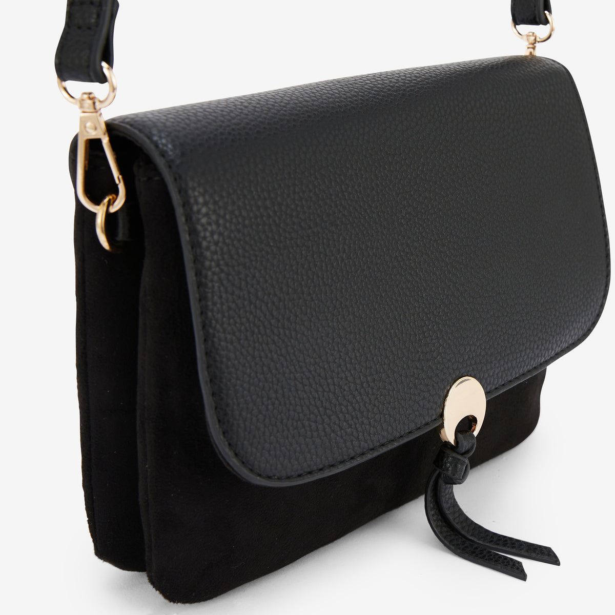 Sac à bandoulière bi-matière noir