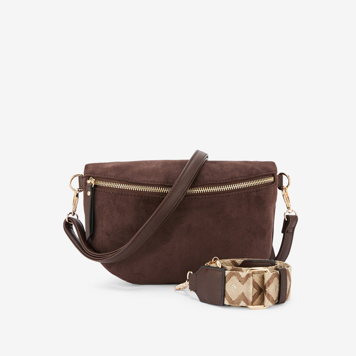 Sac banane effet suédé marron