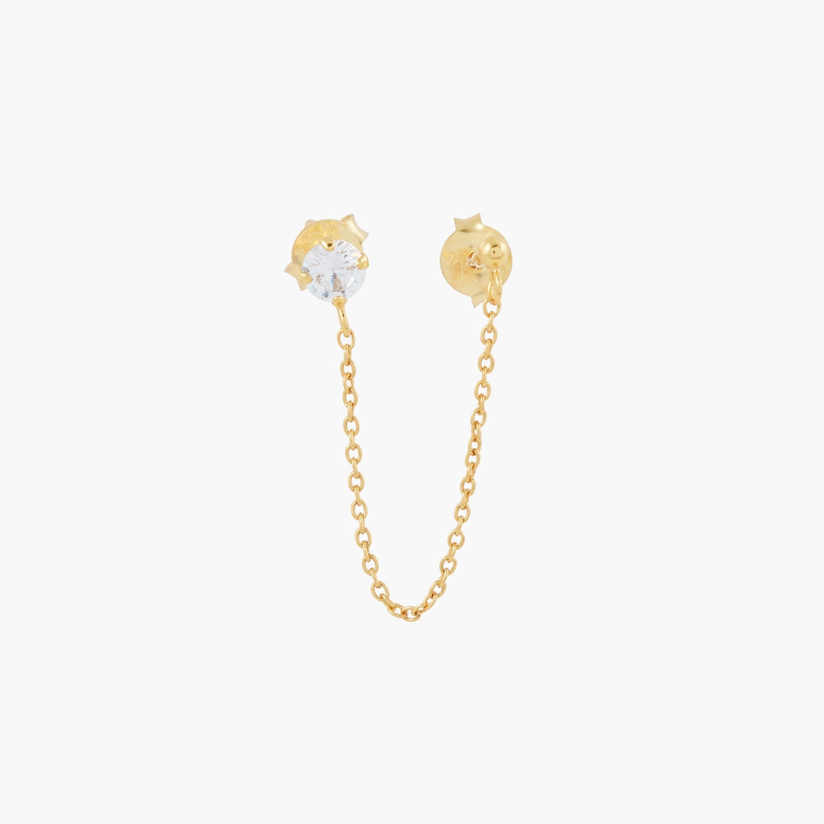 Puces d'oreilles chaine avec zircon - argent garanti 925