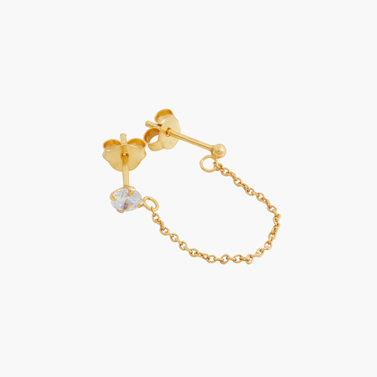 Puces d'oreilles chaine avec zircon - argent garanti 925