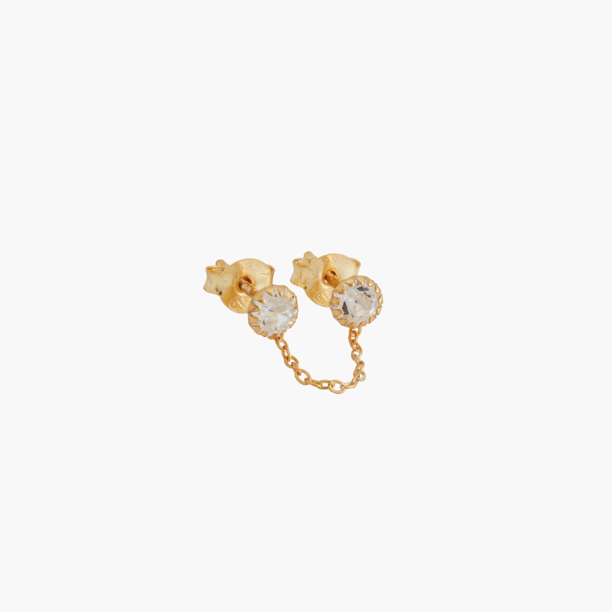 Puces d'oreilles strass avec chaine- argent garanti 925