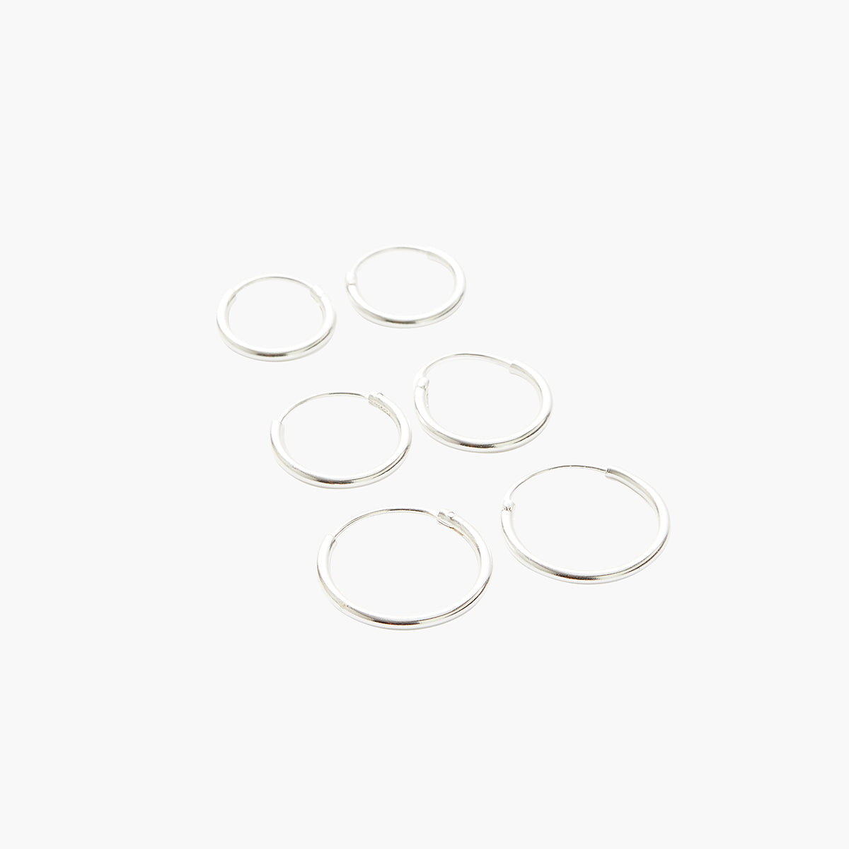 Set x3 créoles fines argentées - argent garanti 925