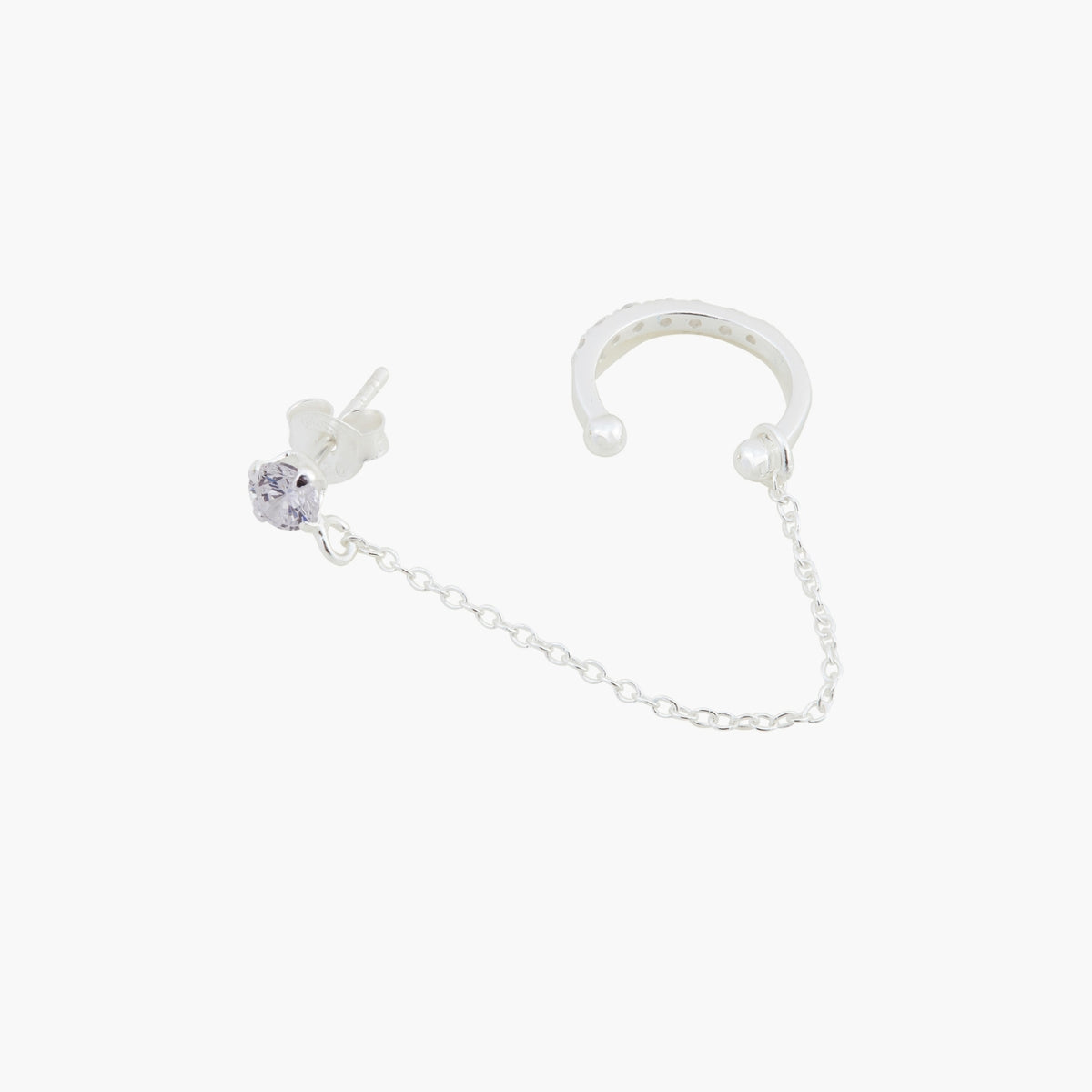Bijou d’oreille : puce et ear cuff argentés - zircon argent garanti 925