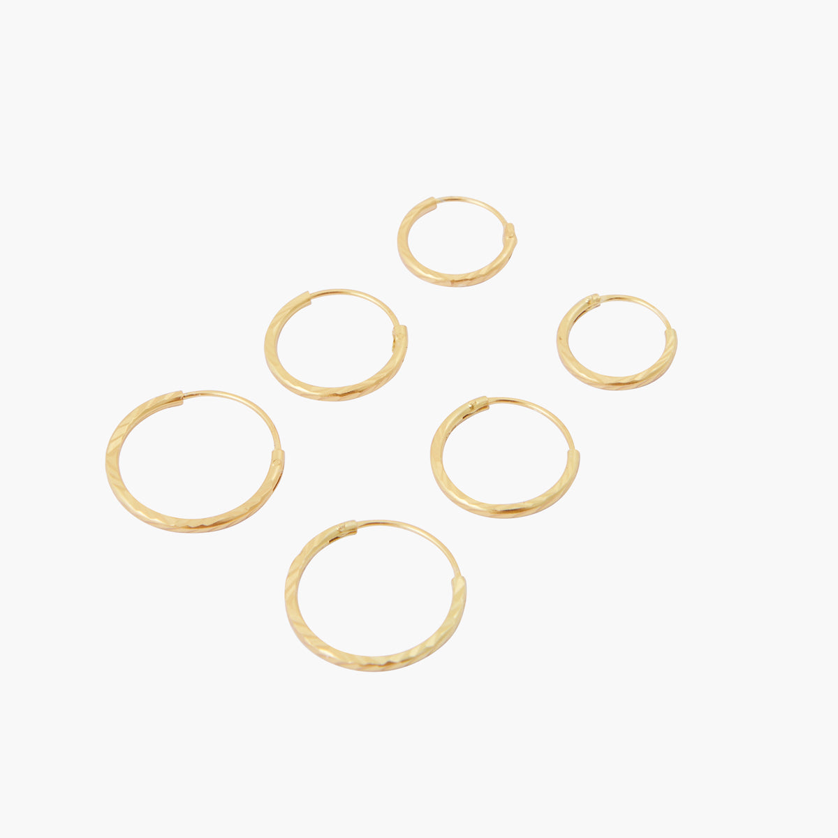 Set x3 créoles ciselées dorées - argent garanti 925