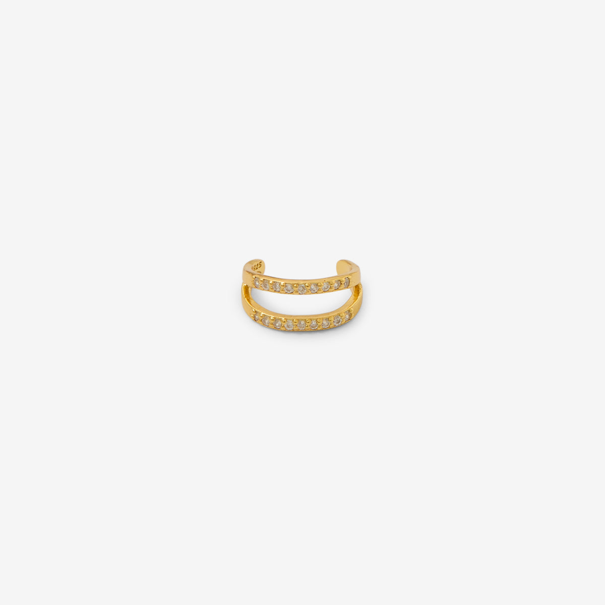 Ear cuff 2 rangs zircon - argent 925 doré à l'or fin