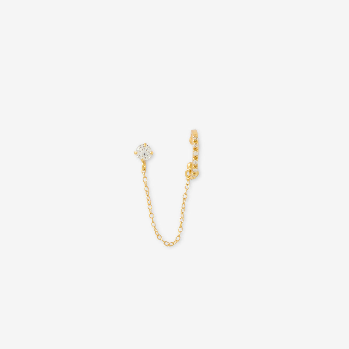 Bijou d’oreille puce zircon et ear cuff - argent 925 doré