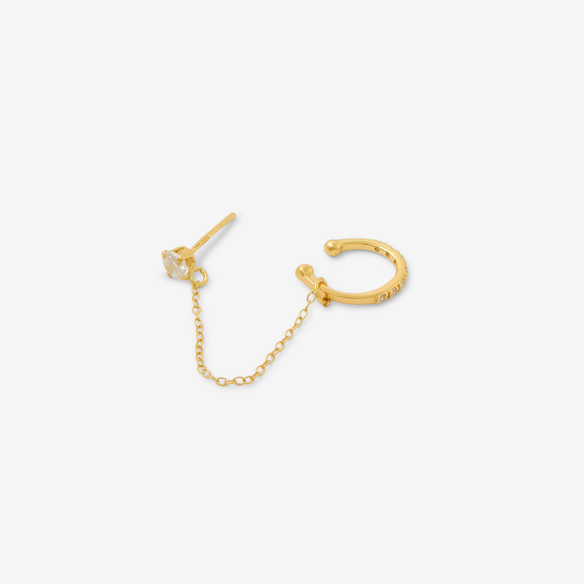 Bijou d’oreille puce zircon et ear cuff - argent 925 doré