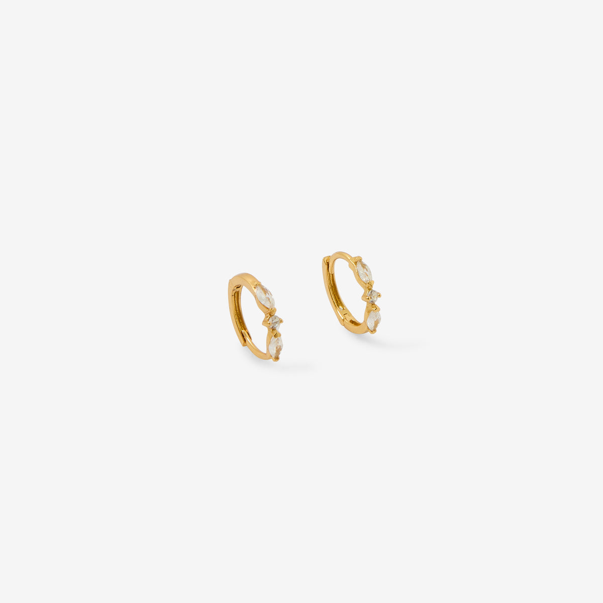 Petites créoles doré à l'or fin avec zircon - argent 925