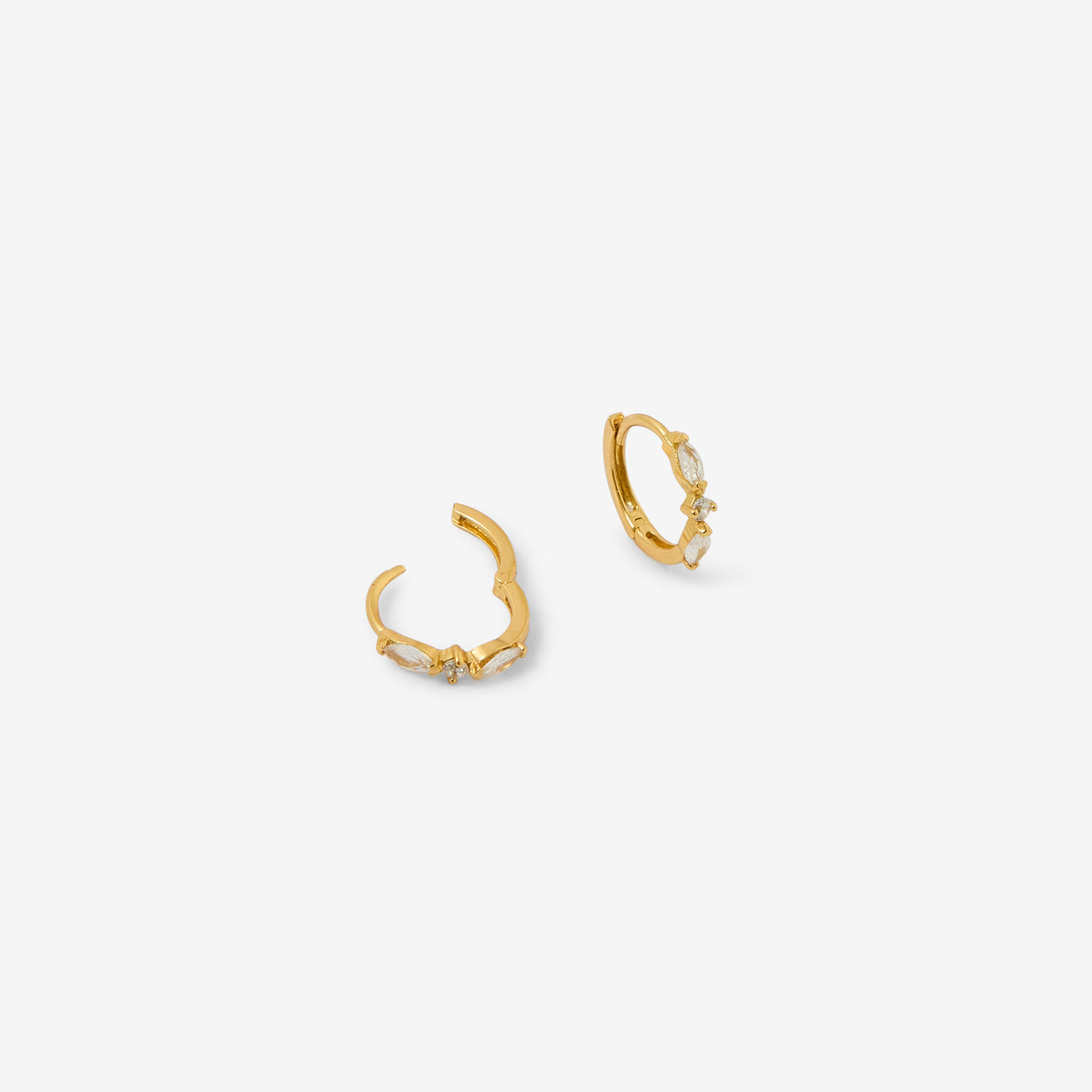 Petites créoles doré à l'or fin avec zircon - argent 925