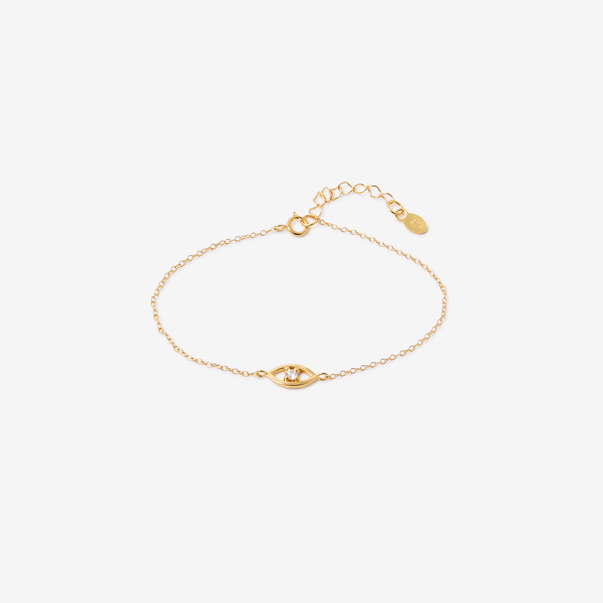 Bracelet chaine fine œil avec zircon - argent garanti 925