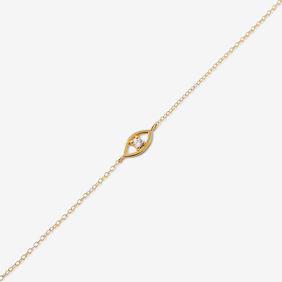 Bracelet chaine fine œil avec zircon - argent garanti 925