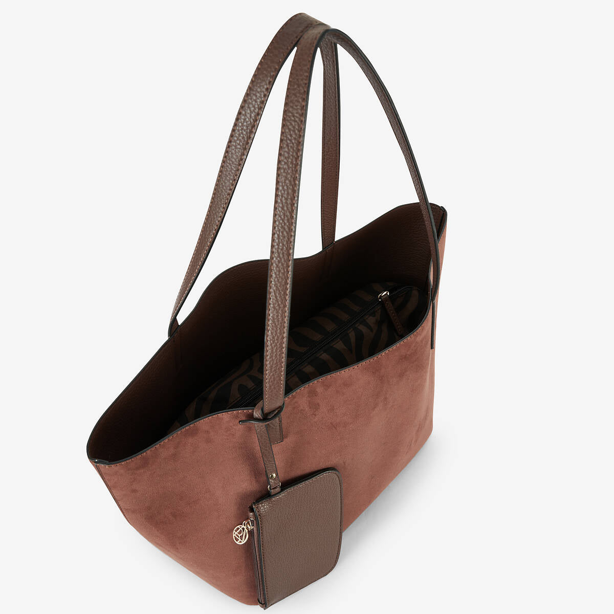 Sac cabas réversible bi-matière marron