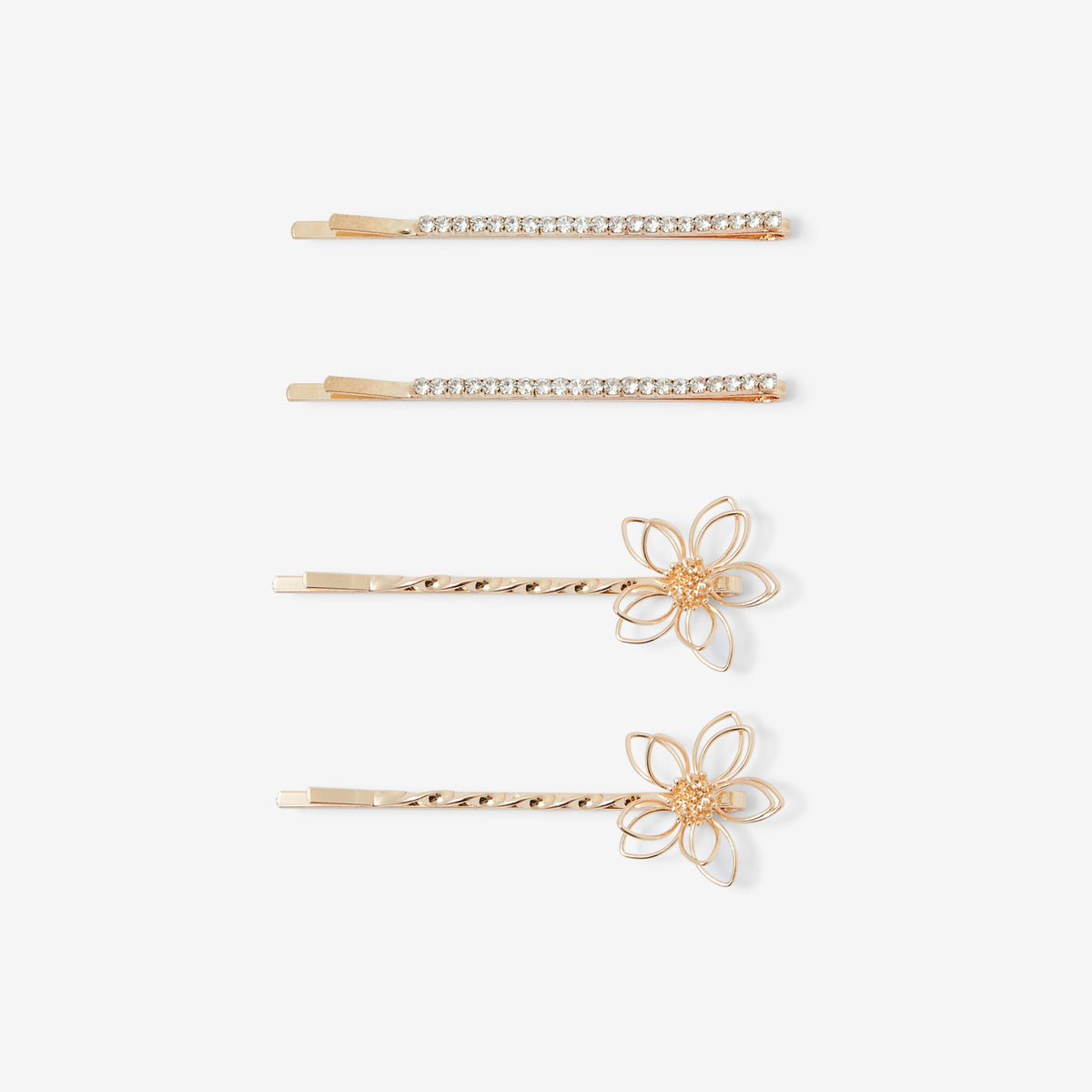 Set de 4 pinces à cheveux fleurs et strass