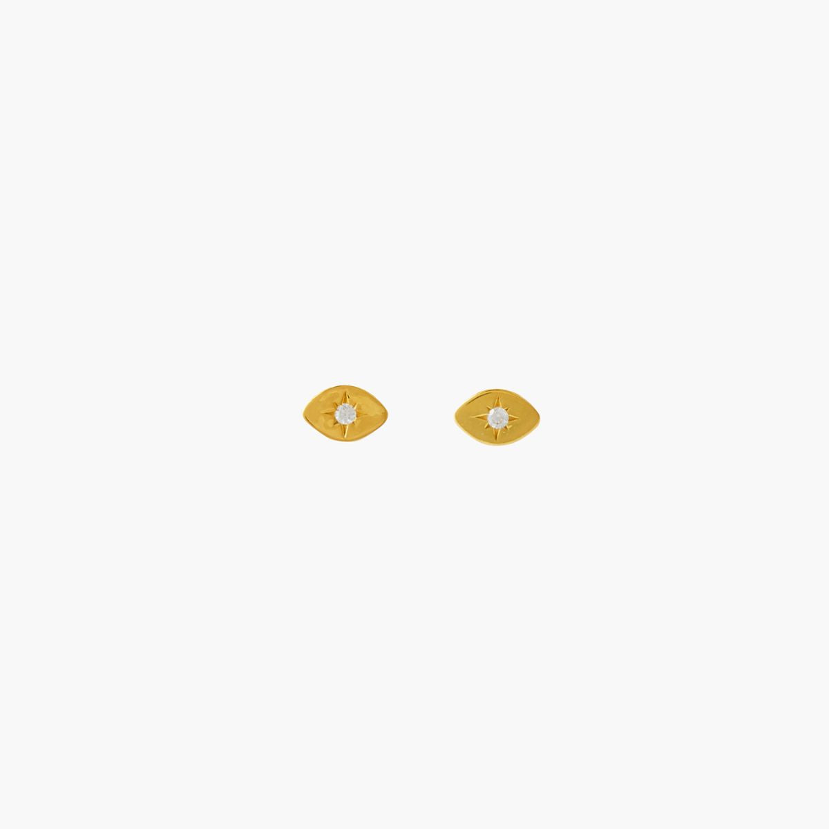Puces d'oreilles œil argent garanti doré et zircon