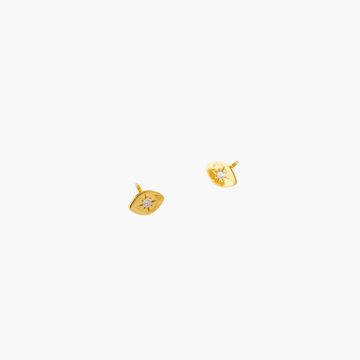 Puces d'oreilles œil argent garanti doré et zircon