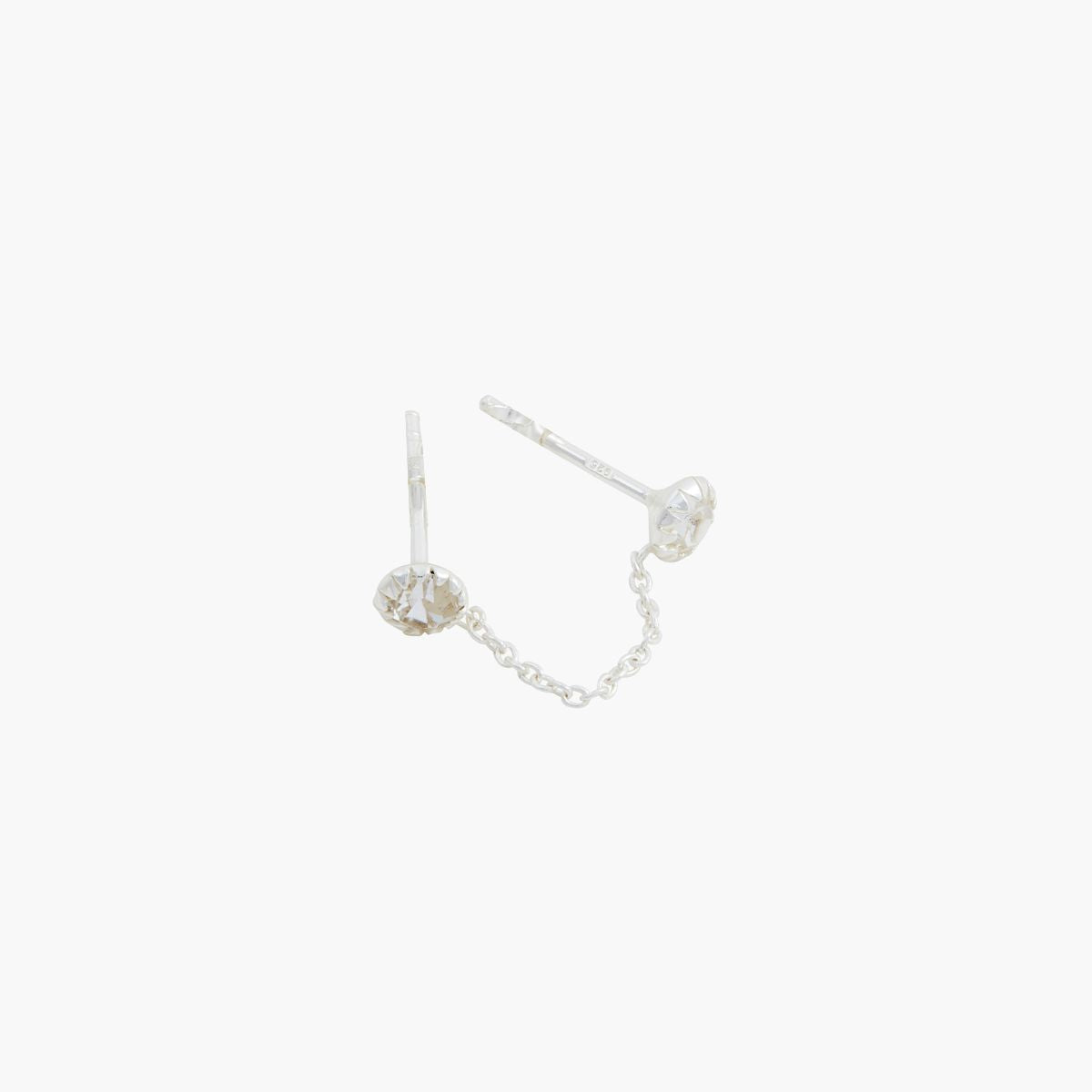 Puces d’oreilles à chaîne avec zircon, en argent 925