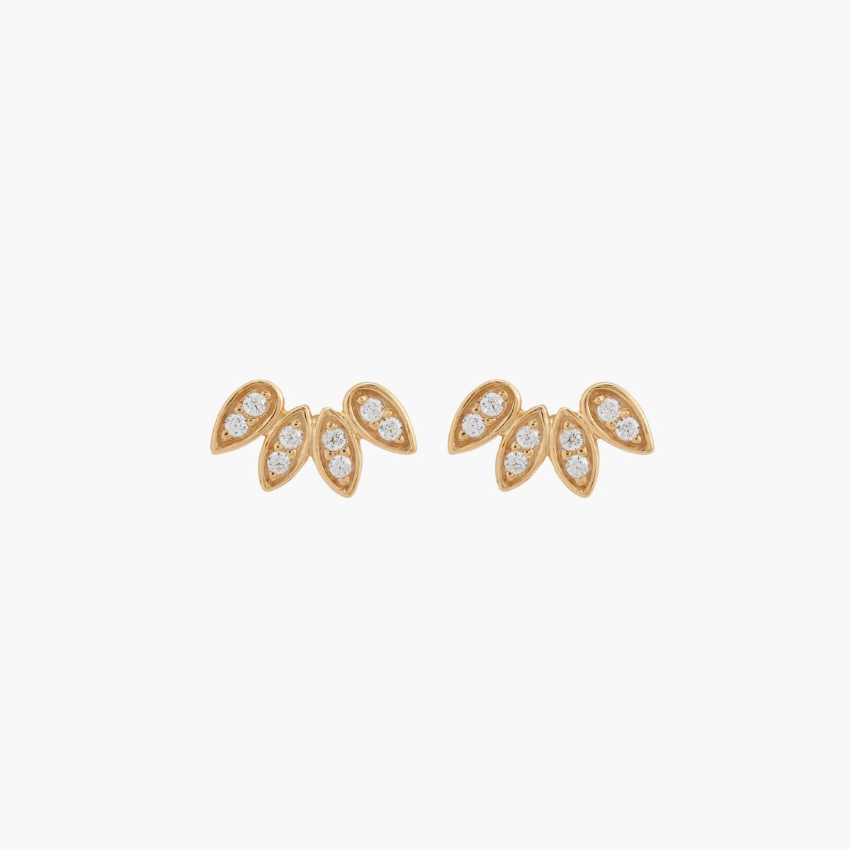 Puces d'oreilles pétales de zircon - argent 925 doré
