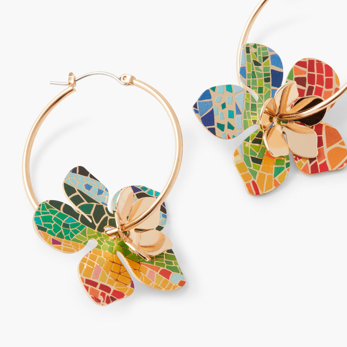 Créoles fleurs Balagane imprimé mosaïque