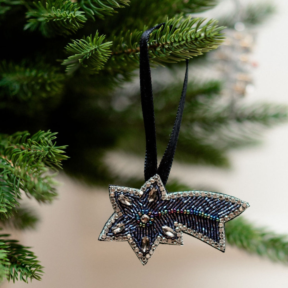 Décoration de Noël Étoile filante perles de rocaille