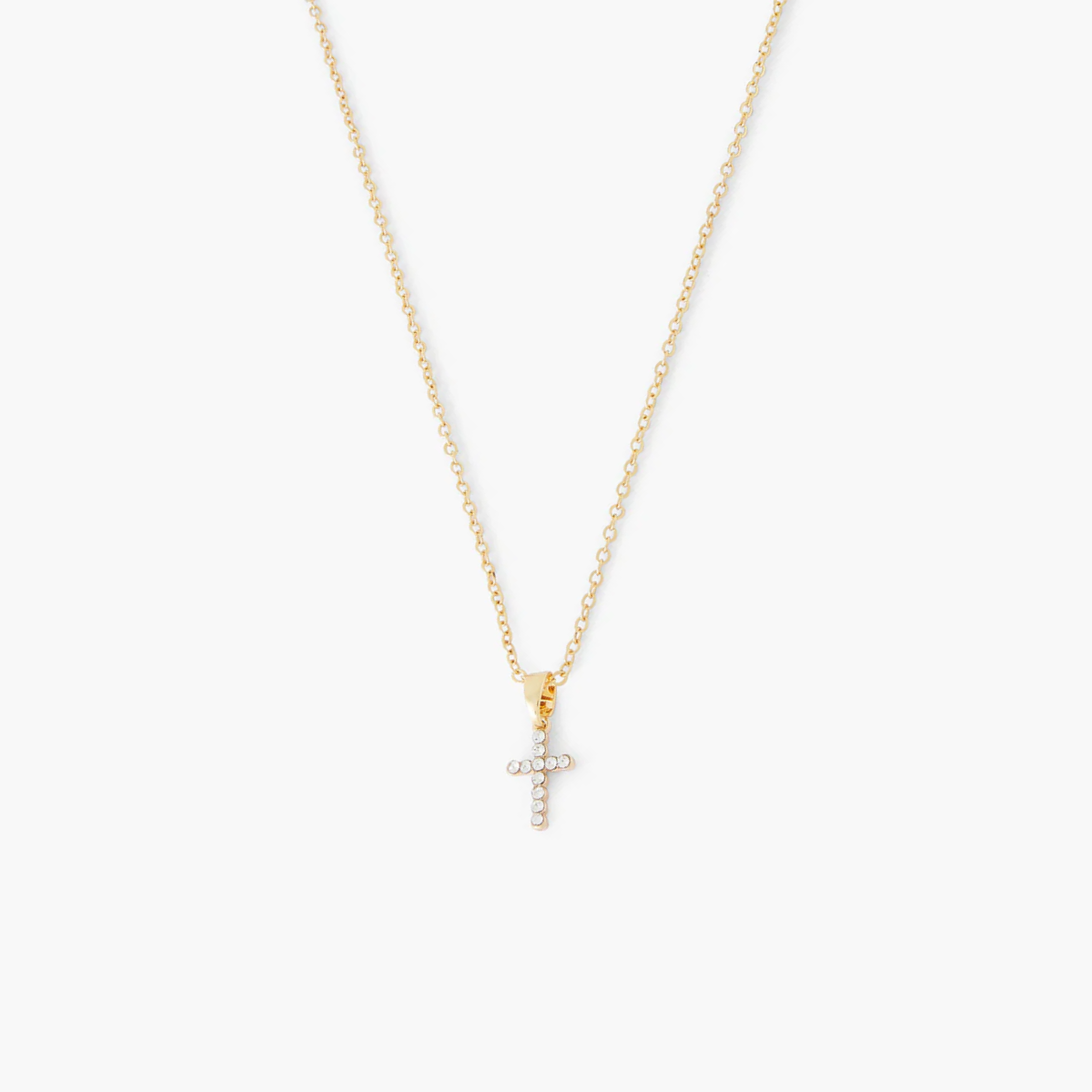 Collier pendentif croix strassée acier inoxydable