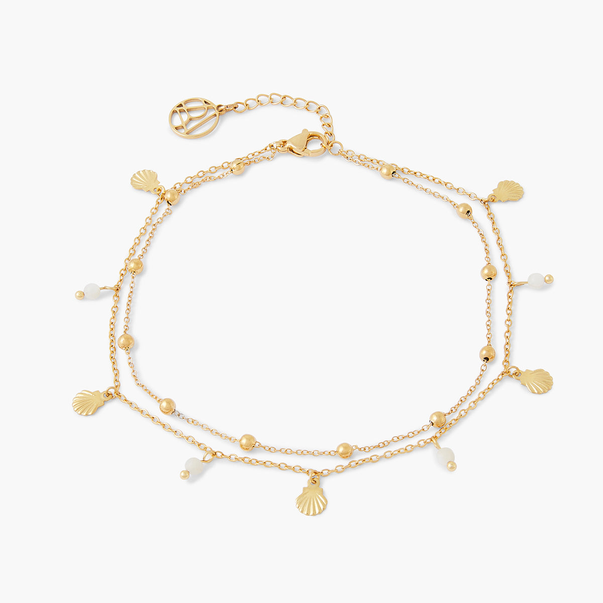 Chaine de cheville coquillage 2 rangs acier inoxydable