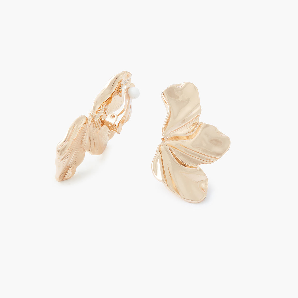 Boucles d'oreilles clips - demi fleurs dorées