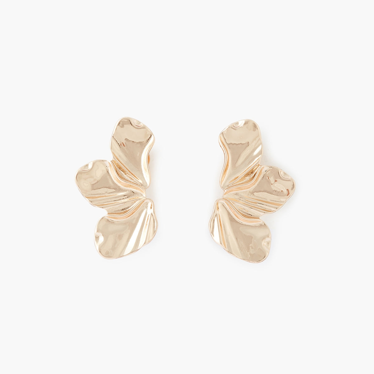 Boucles d'oreilles clips - demi fleurs dorées