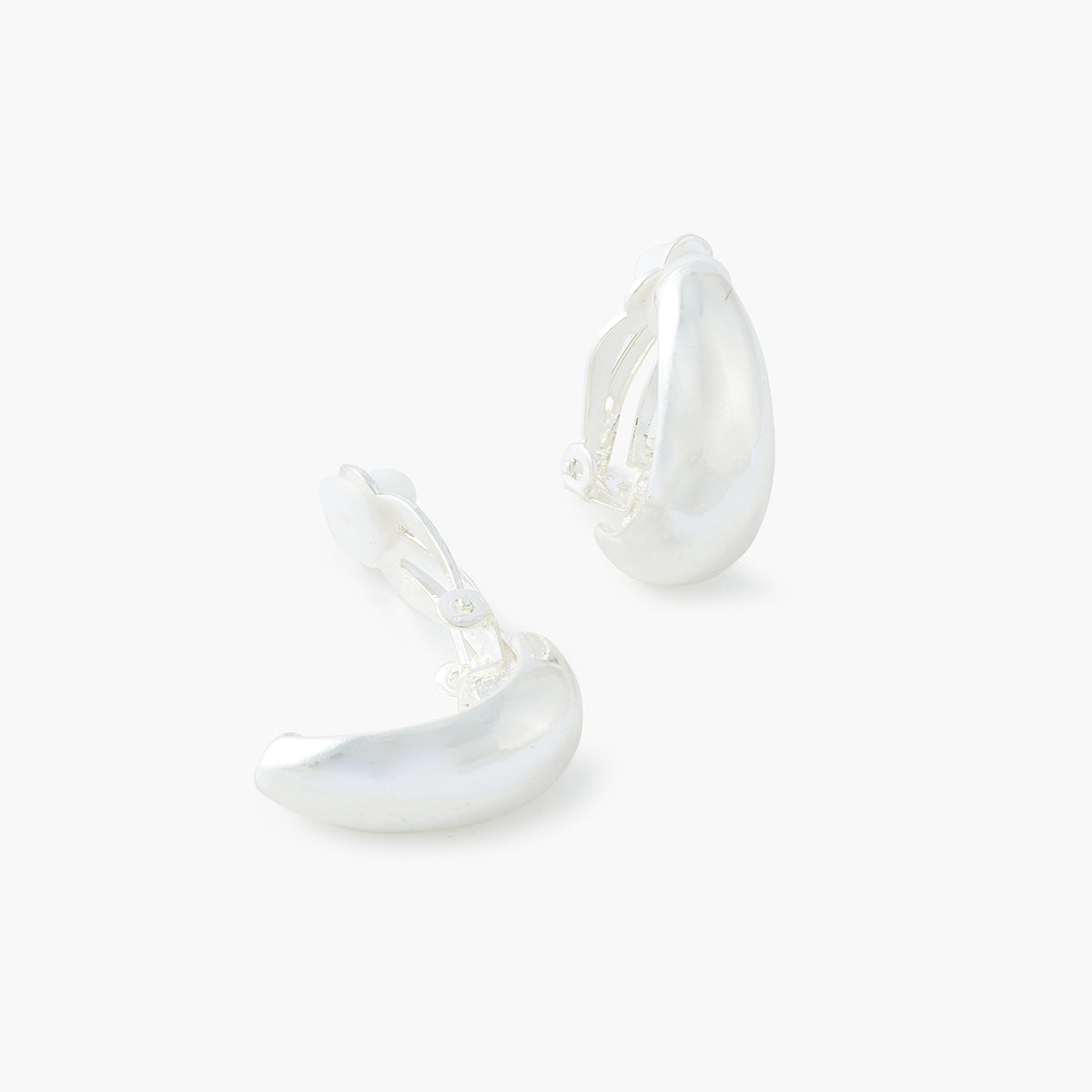 Boucles d'oreilles clips - gouttes argentées