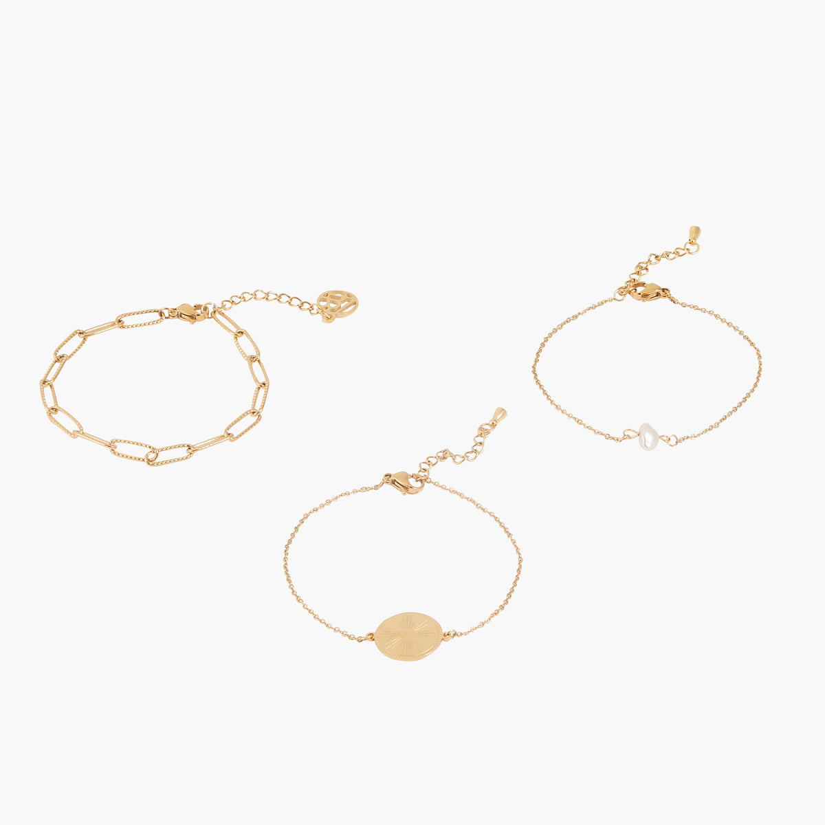 Set de 3 bracelets chaines en acier inoxydable