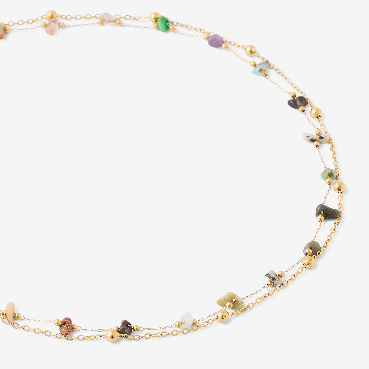 Collier 2 rangs acier inoxydable avec pierres à facettes