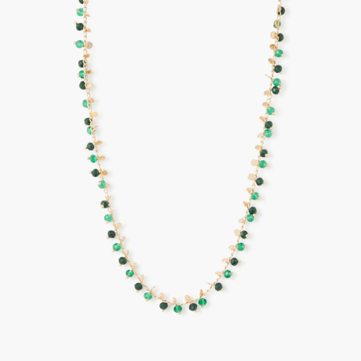 Collier perles à facettes vertes