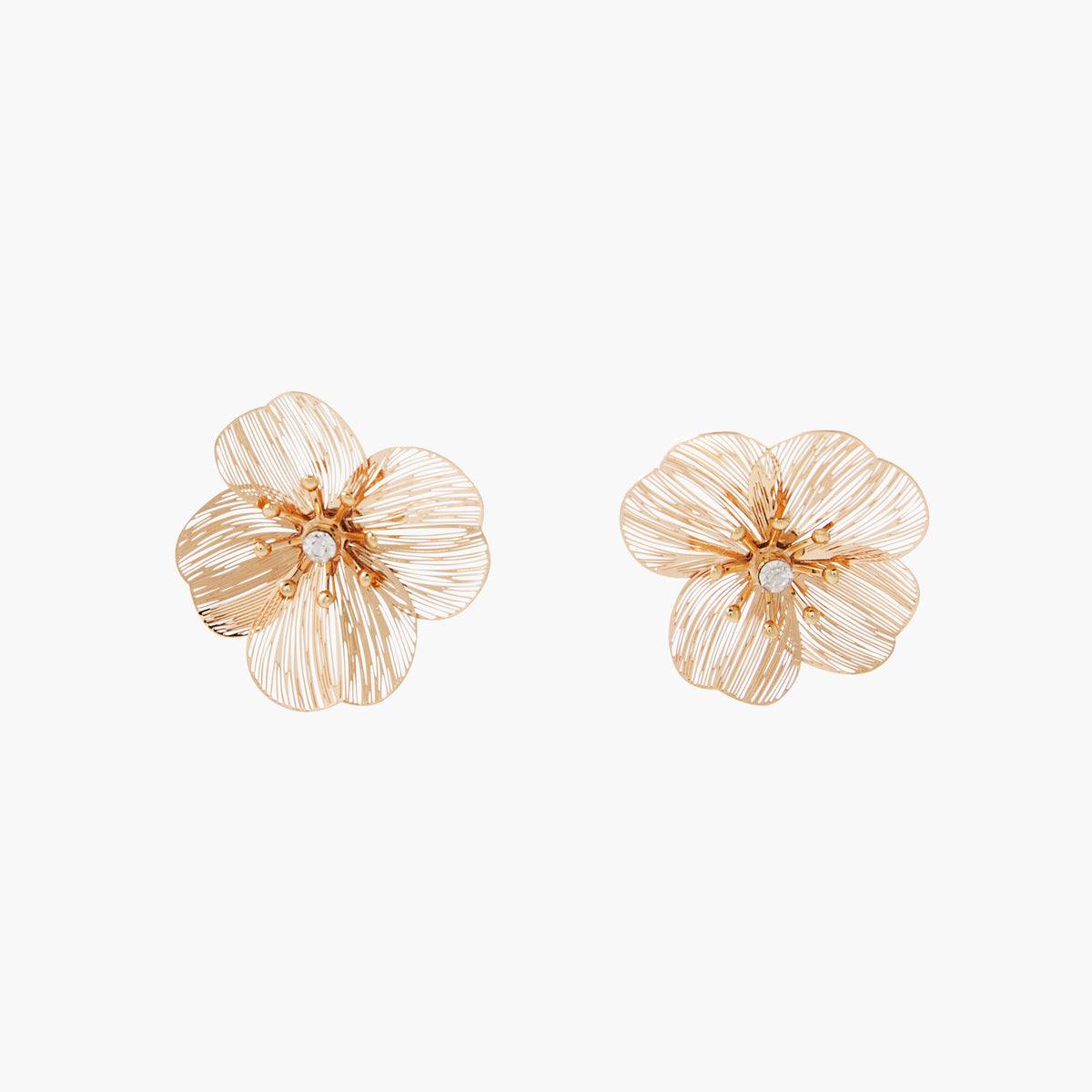 Boucles d'oreilles fleurs en filigrane dorées