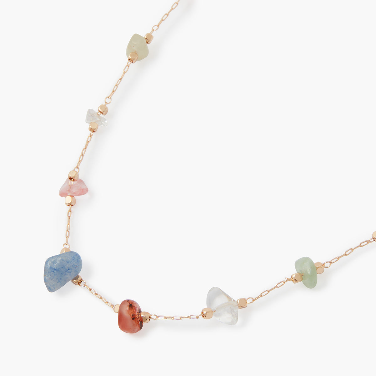 Collier en pierres naturelles d'Aventurine, amethyste et agate rouge