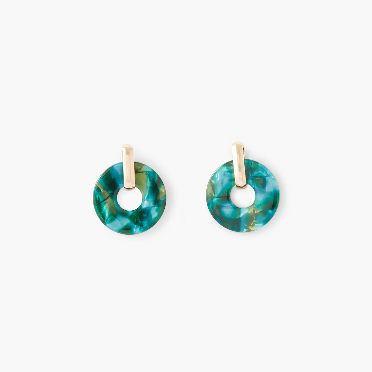 Boucles d'oreilles rondes vertes et dorées