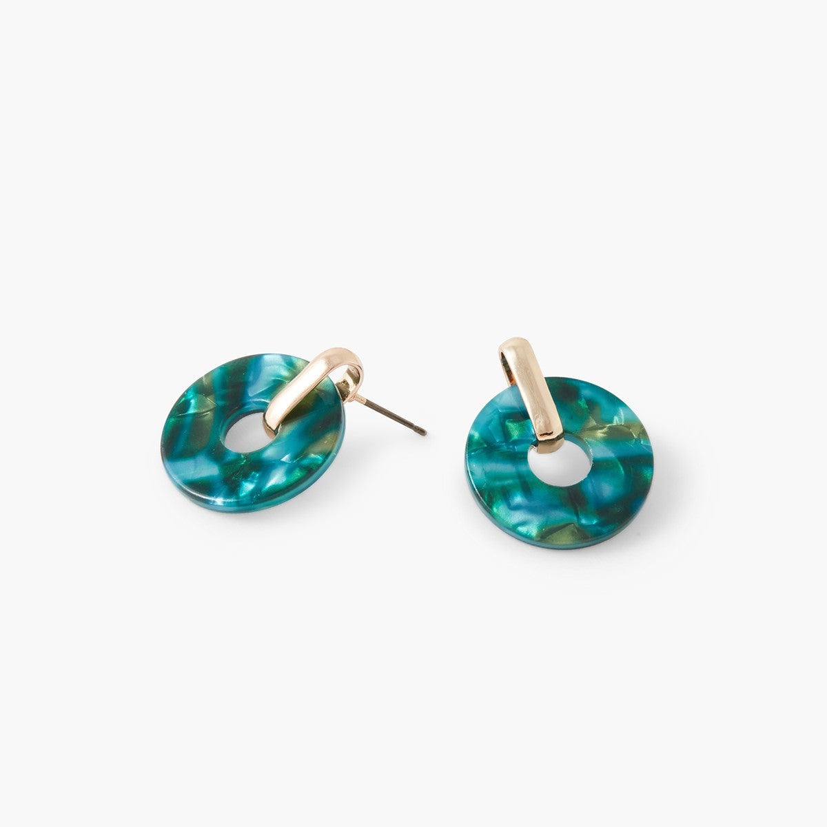 Boucles d'oreilles rondes vertes et dorées
