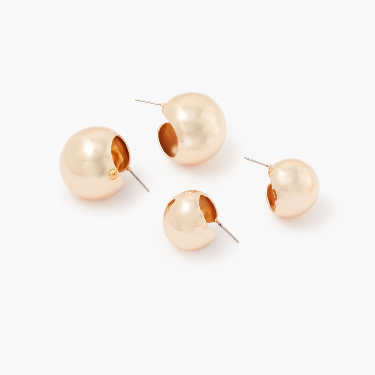 Set x2 paires de créoles boules dorées