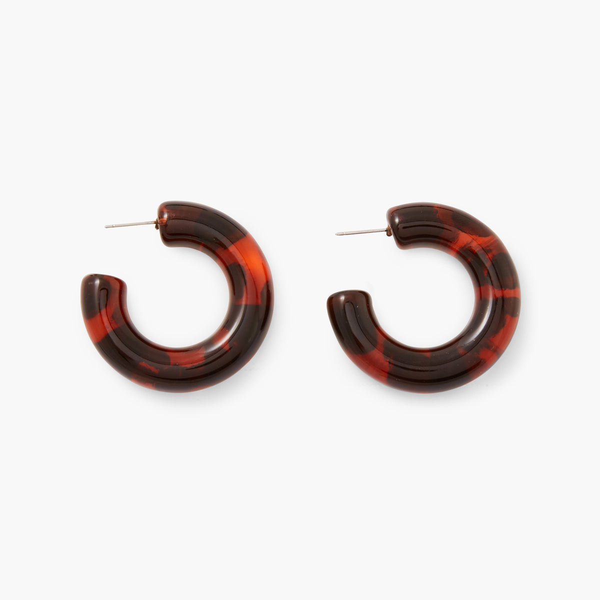 Créoles épaisses en résine effet écaille marron