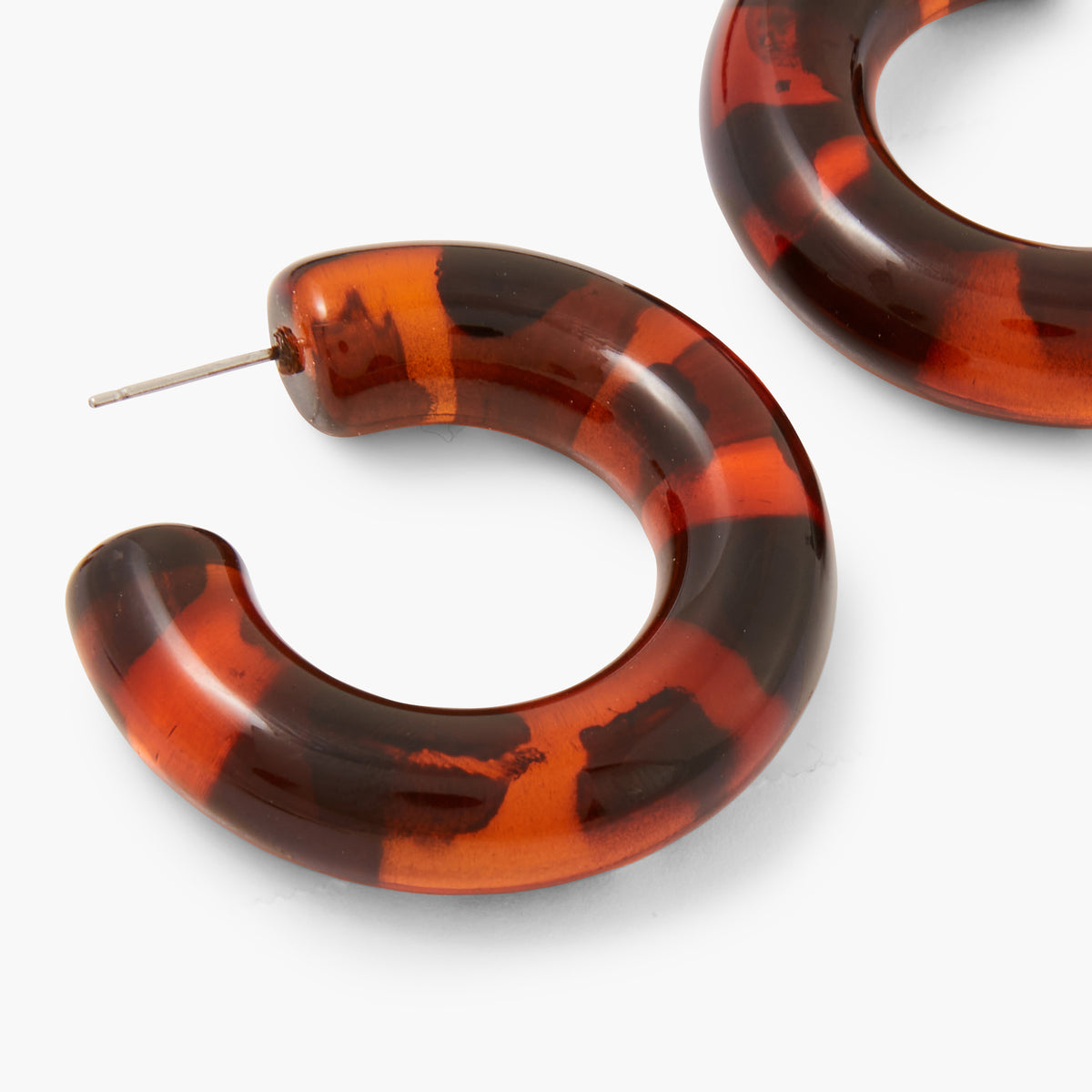 Créoles épaisses en résine effet écaille marron