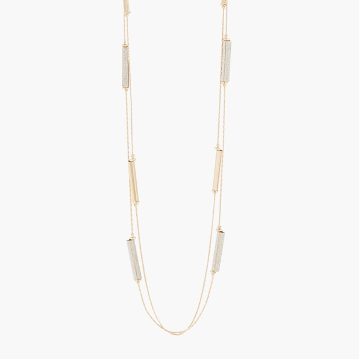 Sautoir 2 rangs pailleté argenté et doré